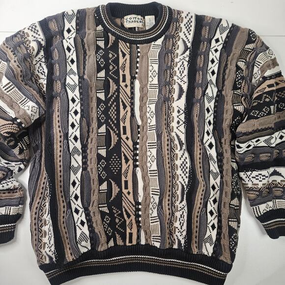 VTG 80s Cotton Traders 3D Chunky Knit Sweater XL Coogi Supreme Palace Atmos - Picture 3 of 9
